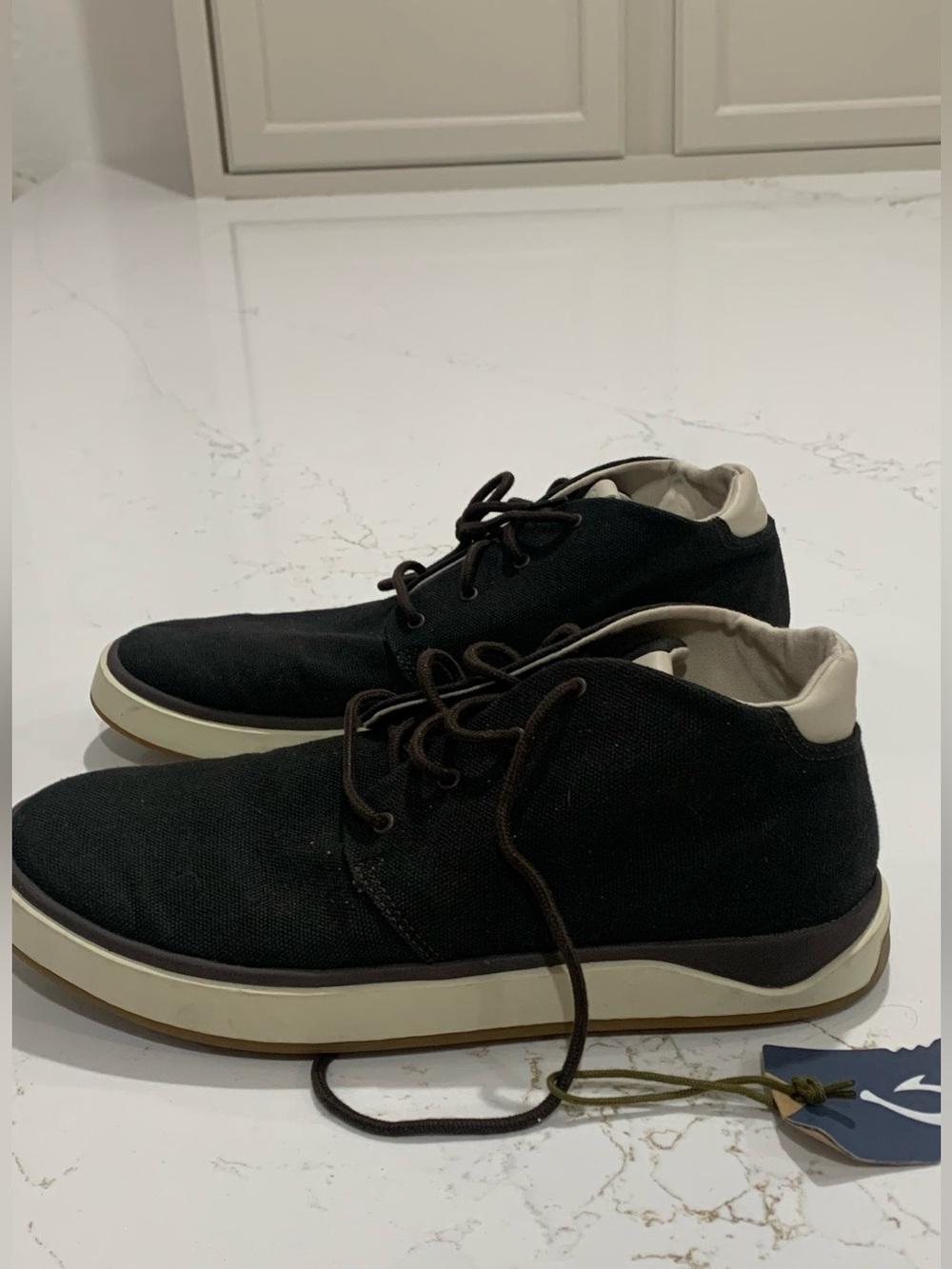 Olukai Papaku 'Ili Chukka Boots Darkwood Brown Waxed Canvas Shoes Size 10.5
